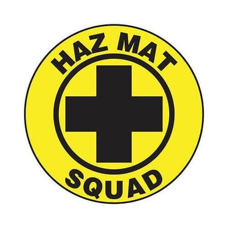 ACCUFORM Hard Hat Sticker, 214 in Length, 214 in Width, HAZ MAT SQUAD Legend, Adhesive Vinyl LHTL129